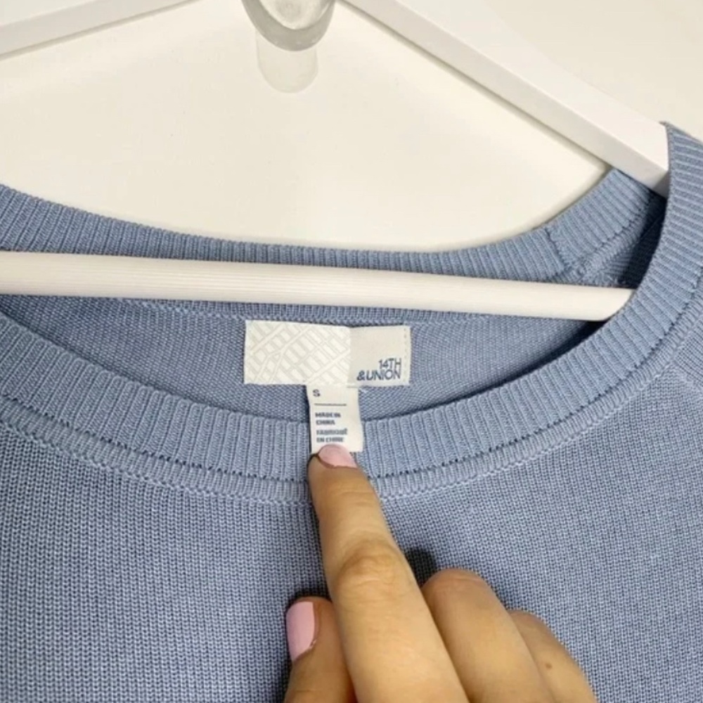 14th & Union Blue Tie Front Sweater - Picture 2 of 3